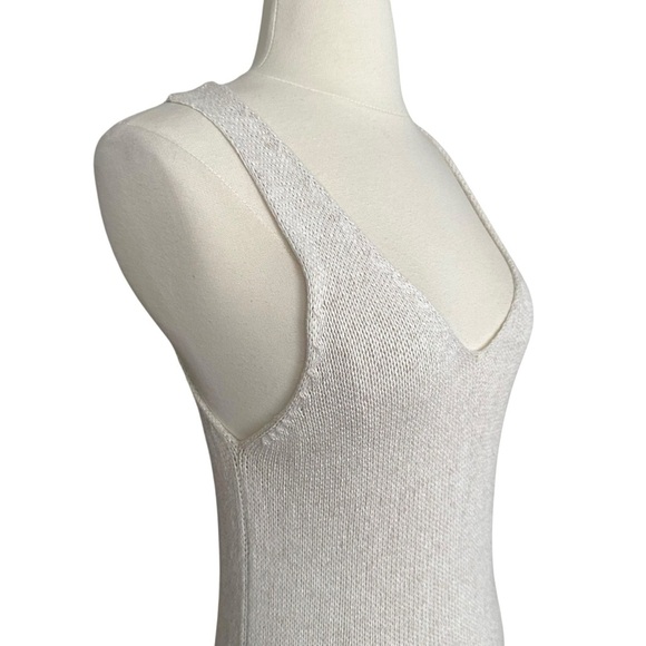 Made In Italy Natural Knit Tank Top Cotton Flax Linen Blend Coastal Minimalist - Picture 3 of 11